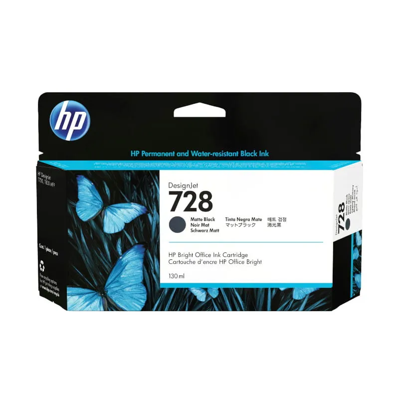 HP 728 Matte Black 130ml DesignJet Ink Cartridge | CH Africa