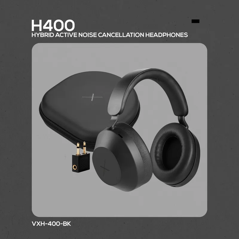 VolkanoX H400 Hybrid Active Noise Cancellation Headphones - Black