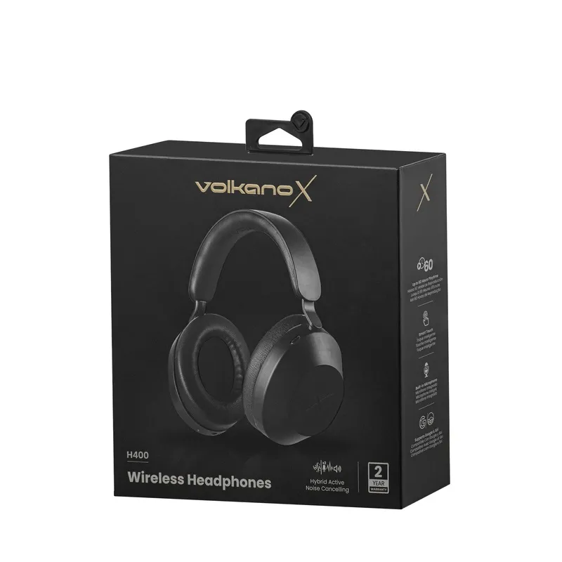 VolkanoX H400 Hybrid Active Noise Cancellation Headphones - Black