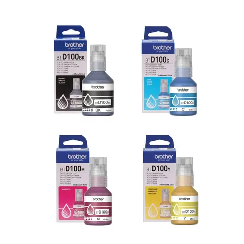 Brother BTD100 Black Cyan Magenta Yellow Original Ink Bottle Multipack ...