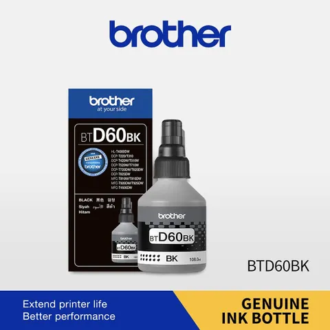 Brother D60BK Black Original Ink Bottle - BT D60BK