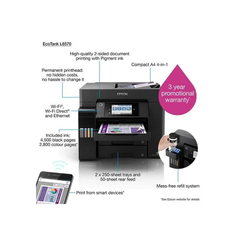 Epson EcoTank L6570 Colour WiFi 4-in-1 Printer