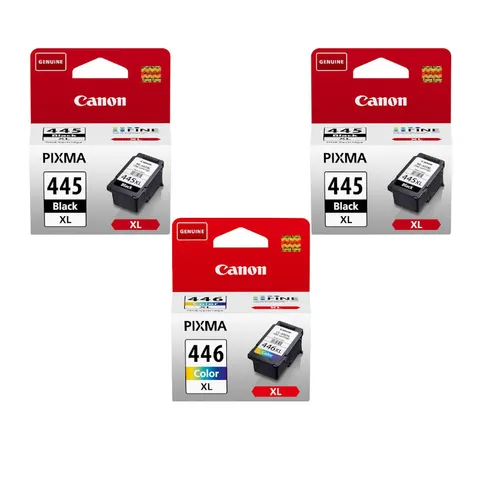 Canon 445XL Black Dual Pack with 446XL Tri Colour Original Ink Cartridges