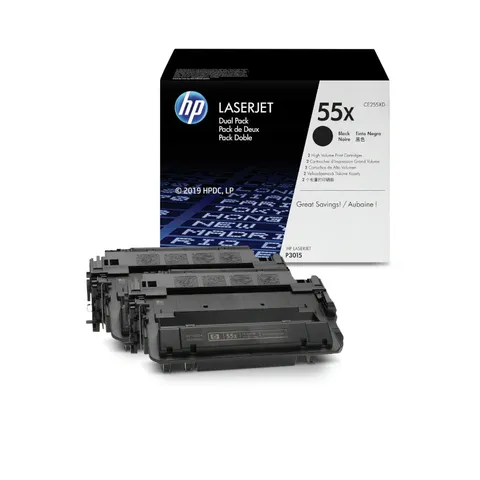 HP 55X Black Original High Yield Toner Cartridge Dual Pack - CE255XD