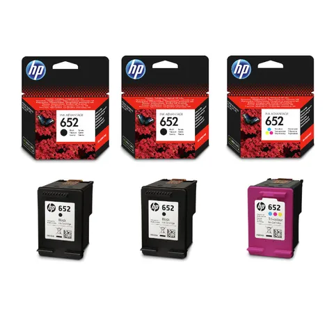 HP 652 Black Dual Pack with 652 Tri Colour Original Ink Cartridge