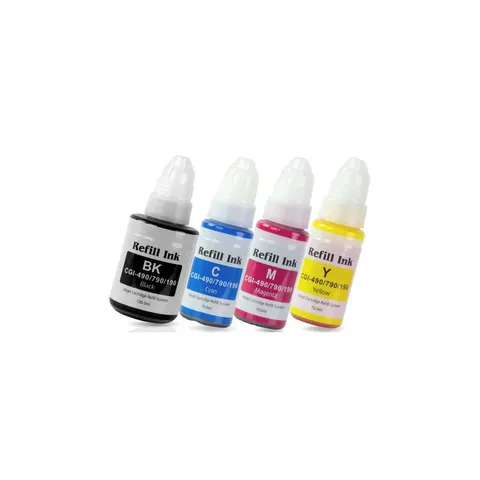 Canon 490 Black Cyan Magenta Yellow Compatible Ink Multipack - 490 C M Y K