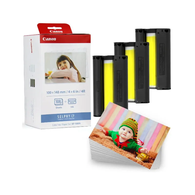 Canon KP-108IN Colour Ink Cartridge and Photo Paper Set - KP108