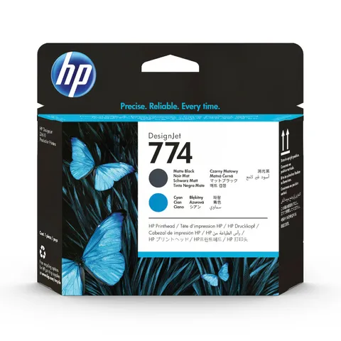 HP 774 Matte Black and Cyan DesignJet Printhead