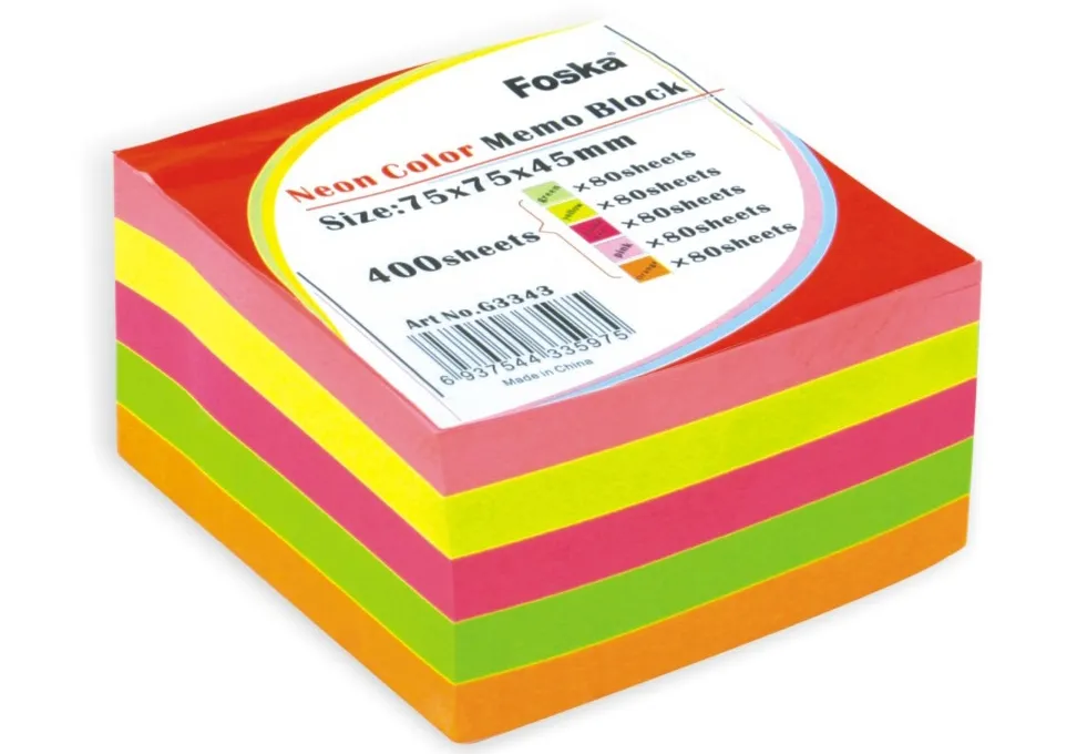 FOSKA Sticky Notes Neon Cube (76X76mm) | Formax