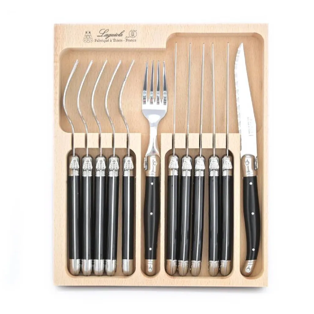 Steak Knives & Forks Set 12pc Black KRDM