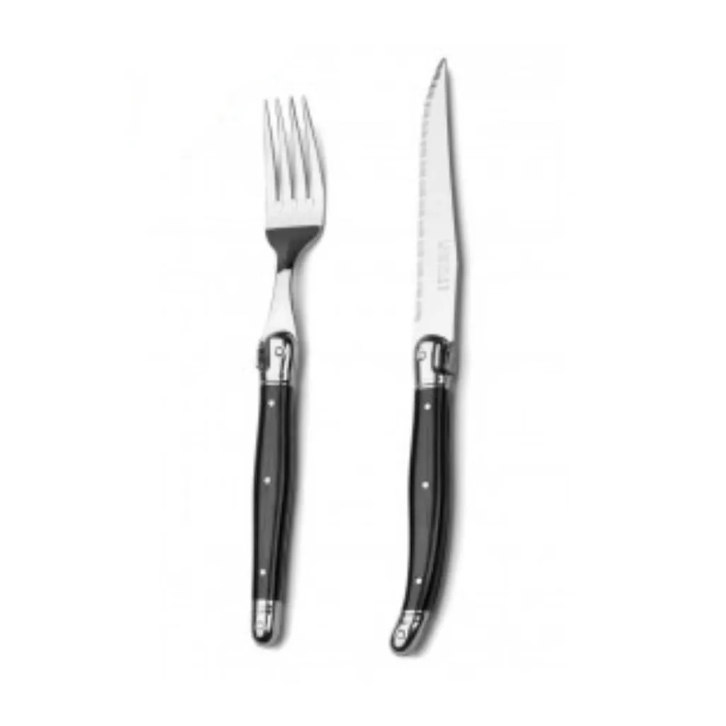 Steak Knives & Forks Set 12pc Black KRDM