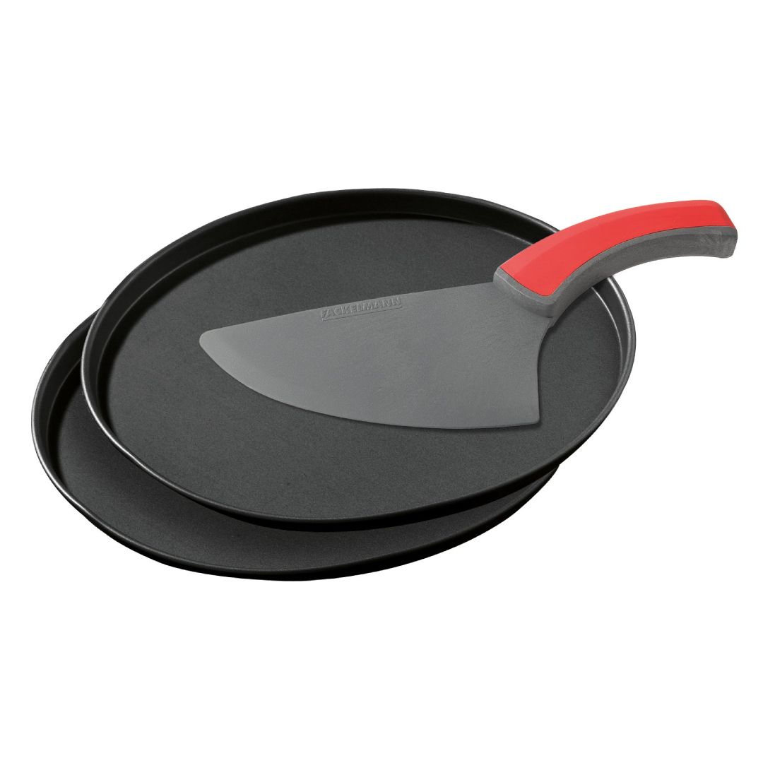 2 x Pizza Pie Pan Solid with Pizza Cutter KRDM