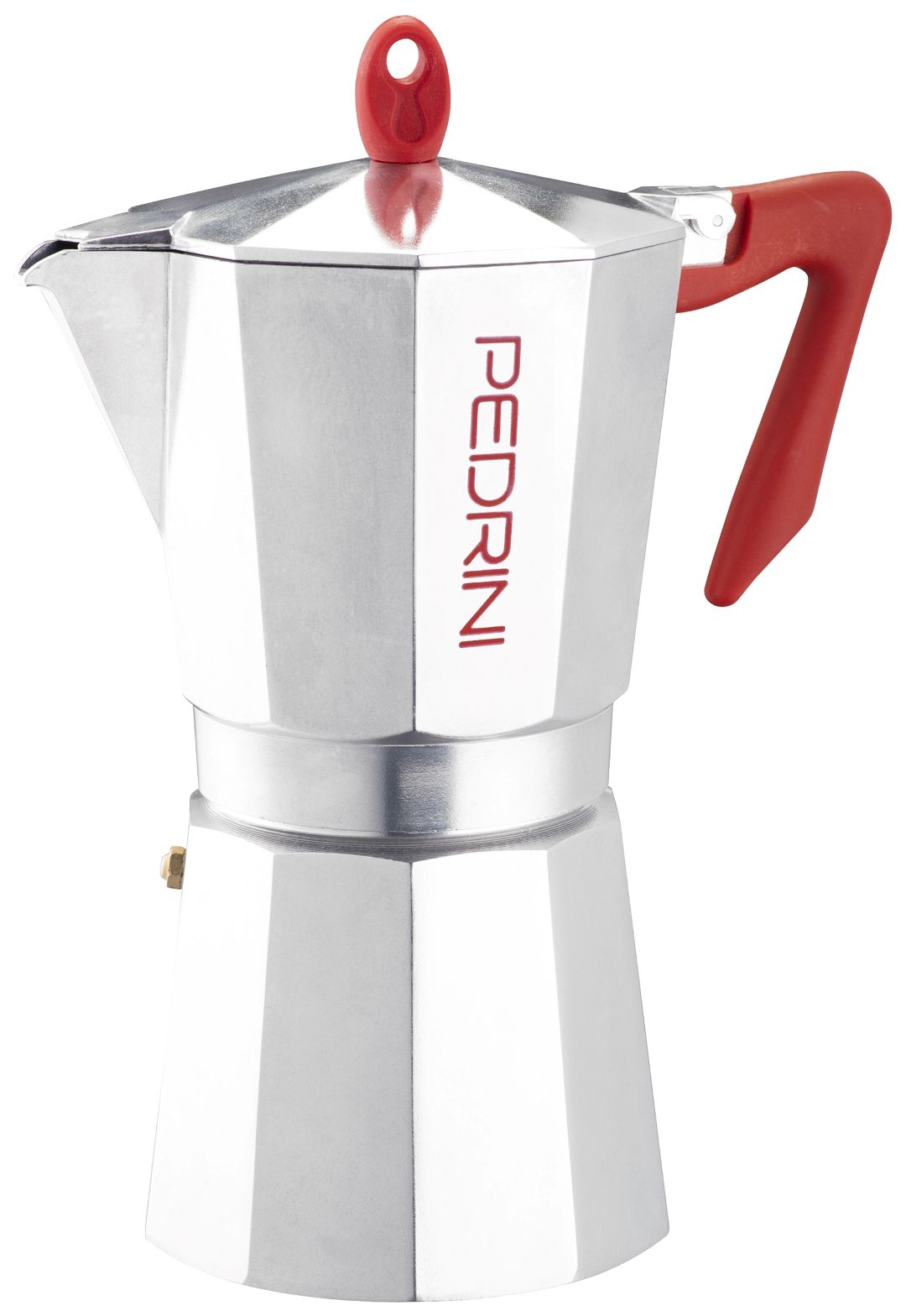 Pedrini Coffee Maker Polished Aluminium 12 Cups - Red | KRDM