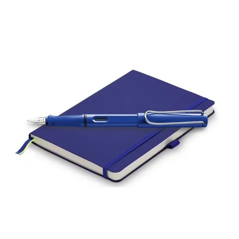 Safari Fountain Pen and A5 Soft Cover Gift Set - Blue