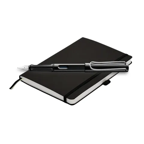 Safari Fountain Pen and A5 Soft Cover Gift Set - Black
