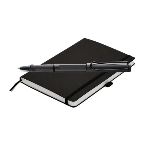 Safari Rollerball Pen and A5 Soft Cover Gift Set - Black