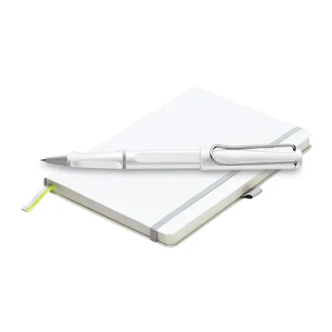 Safari Rollerball Pen and A5 Soft Cover Gift Set - White