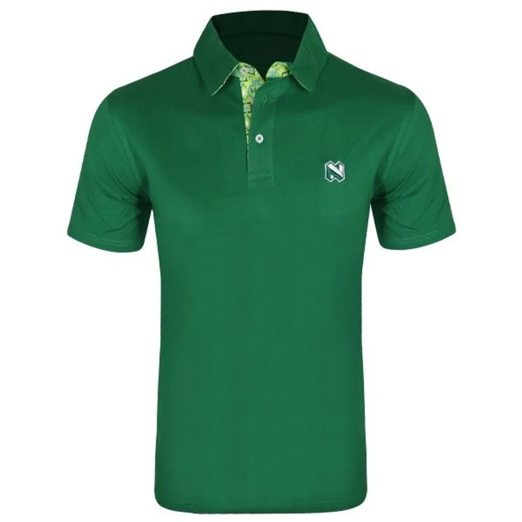 Mens Green Golf Shirt With Designer Collar | NedBankShop