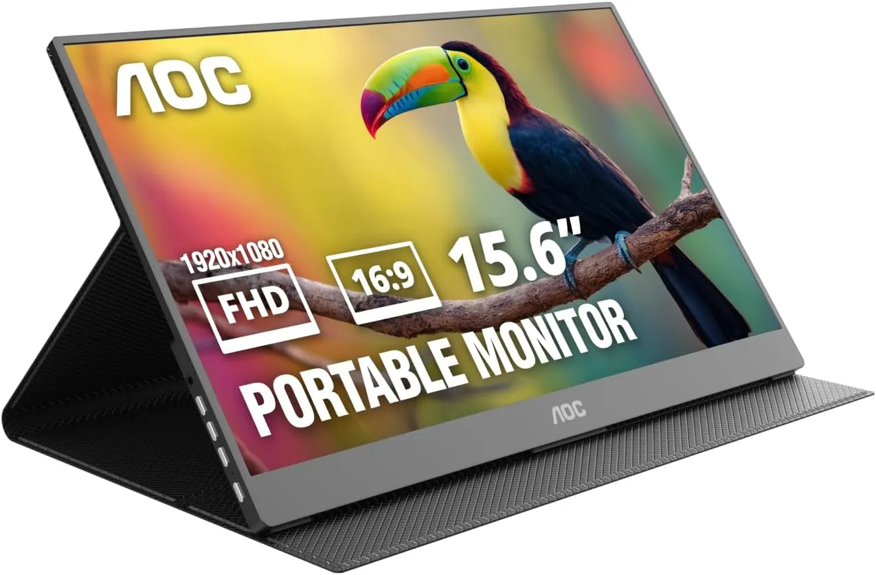 AOC-16T20 Monitor|USB C Powered|15.6 inch|IPS 1920x1080 60Hz|HDMI|Portable|230nits|VESA Mount|Smart cover - additional product image 7