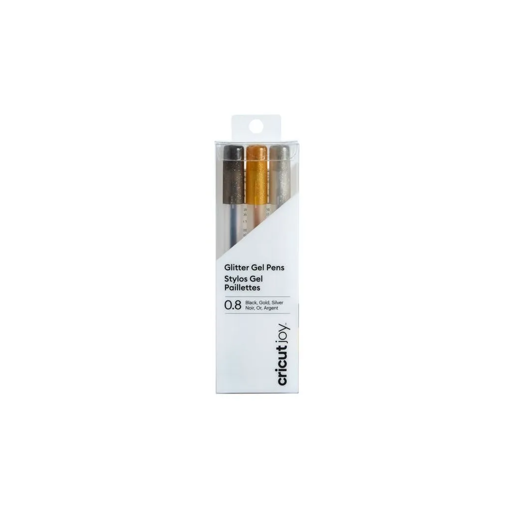 2008070 - Cricut Joy Medium Point Gel Pen Set 3-pack (Glitter Black; Gold; Silver) 0.8mm