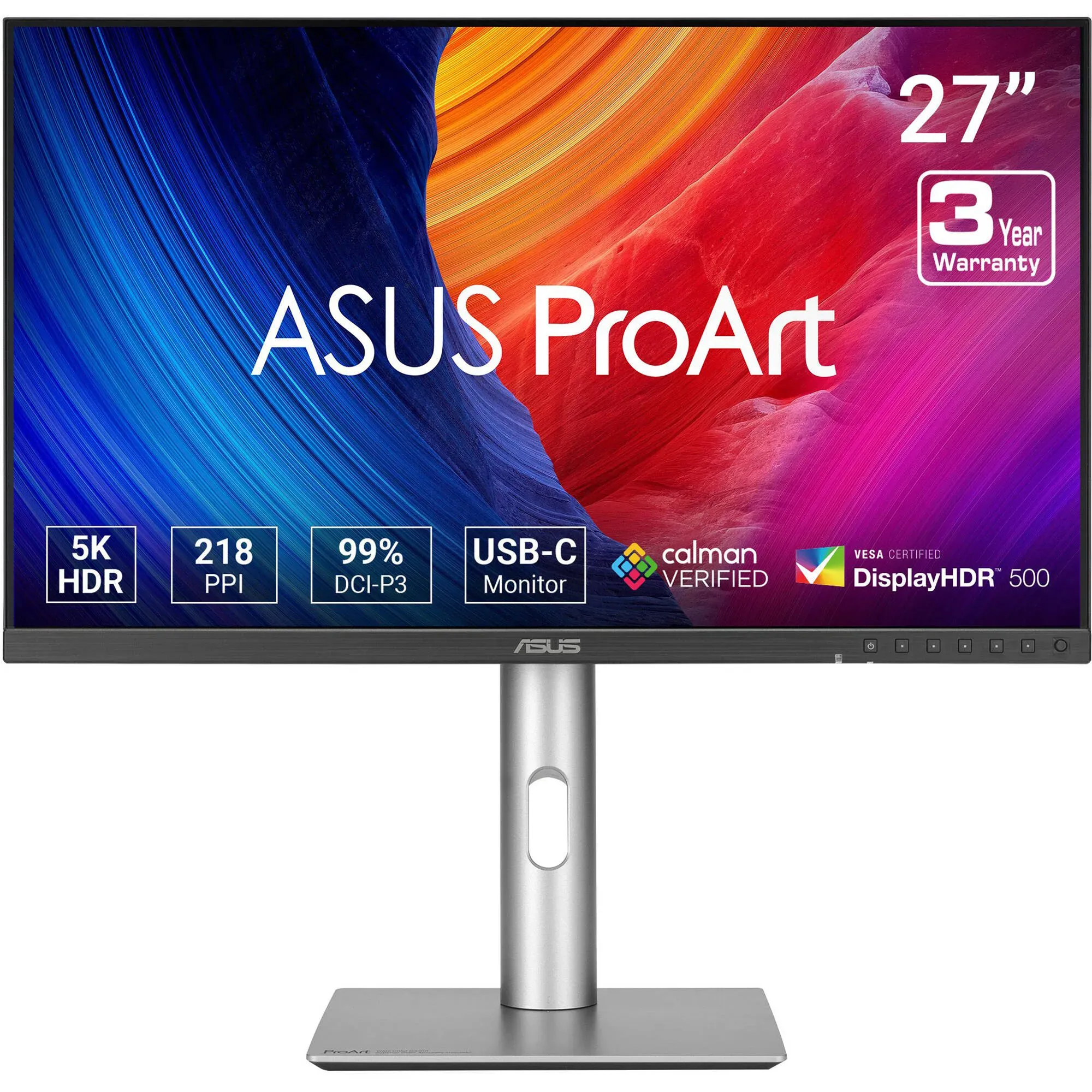 Asus PA27JCV| 27 5K |IPS|60Hz|AR 16:9|5ms-GTG|400 NITS|1500:1|VA 178|USB-C|USB|HDMI|Calman-Delta E<2|99% DCI-P3| 99% Adobe RGB|