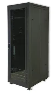 RCT 47U CP server/networking cabinet 4x uprights 4x feets incl glands + Screws; 600 X 800 PERFORATED DOOR; BLACK.