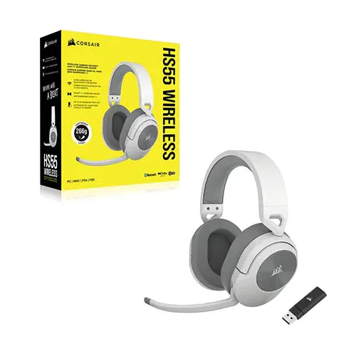 Corsair HS55 Wireless Gaming Headset; White - Showspace