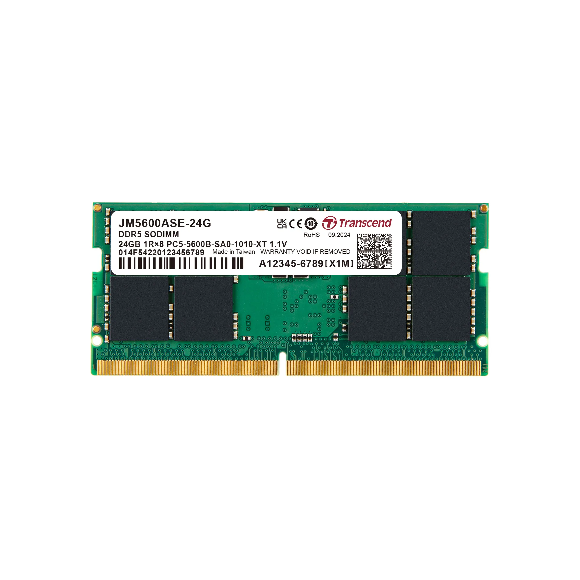 Transcend JET MEMORY 24GB DDR5-5600 Unbuffered notebook SO-DIMM 2RX8 CL46 (3Gx8)x16