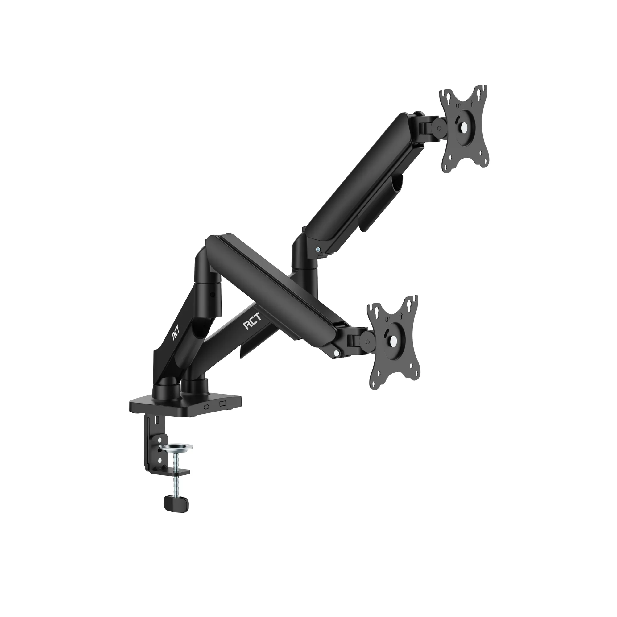 BRACKET 17'' - 32'' dual monitor mount; gas spring: tilt; swivel & rotate; VESA Compatible 75x75 & 100x100; up to 9Kg per screen