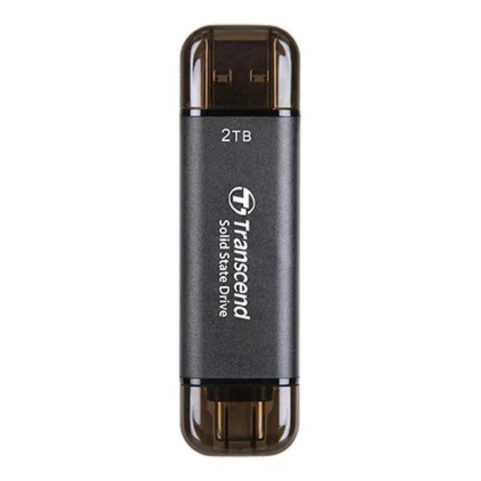 TRANSCEND 128 GB ESD310C USB3.2 TYPE A & C (USB 10Gbps) OTG COMPACT PORTABLE SSD  - Read 1050MB/s Write 950 MB/s - Black