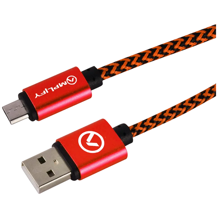 Amplify Linked Series Micro USB Braided Cable - 2m - Black/Red