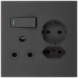 Ellies 3 Way (3 Pin; SANS 164-2; Schuko) Single Switch Socket 4x4 (100mmx100mm) -BK