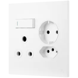 Ellies 3 Way (3 Pin; SANS 164-2; Schuko) Single Switch Socket 4x4 (100mmx100mm) -WT
