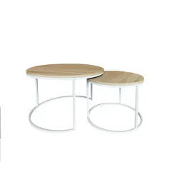 Everfurn Nile Nesting Coffee Table - Oak and White Frame