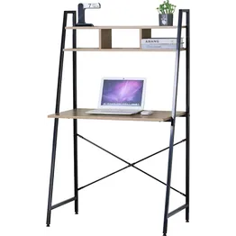 Everfurn Vesa Office Desk - Oak & Black