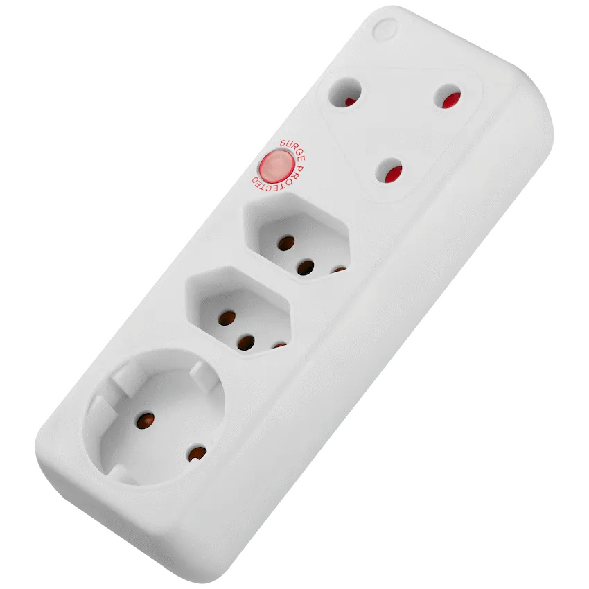 Ellies 4-Way Medium Surge Adaptor with Schuko - White