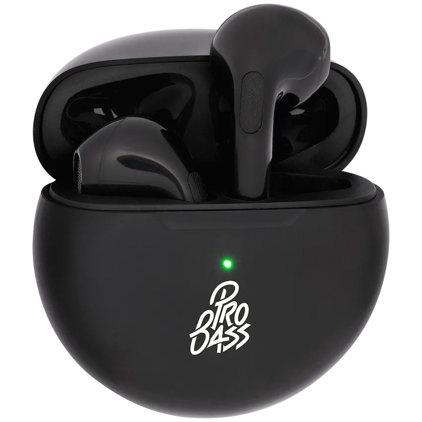 Pro Bass Future Series True Wireless Earphones with Charging Case - Black