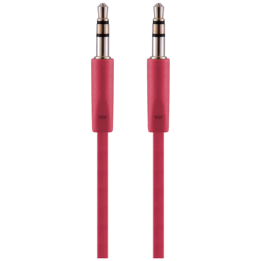 Pro Bass Chain Series Blister Flat Auxiliary Cable - Red