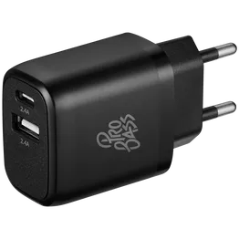 Pro Bass PowerCharge Series 12w Dual USB and Type-C Wall Charger - Black