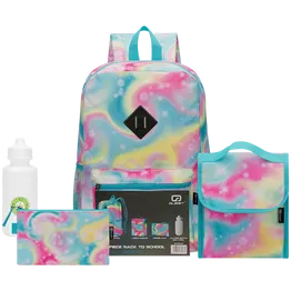 Quest 4-Piece Backpack Set Rainbow Swirl Sky
