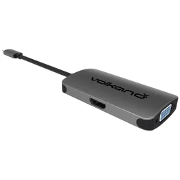 VolkanoX Core Video Series USB Type-C to HDMI + VGA Converter - 10cm - Charcoal