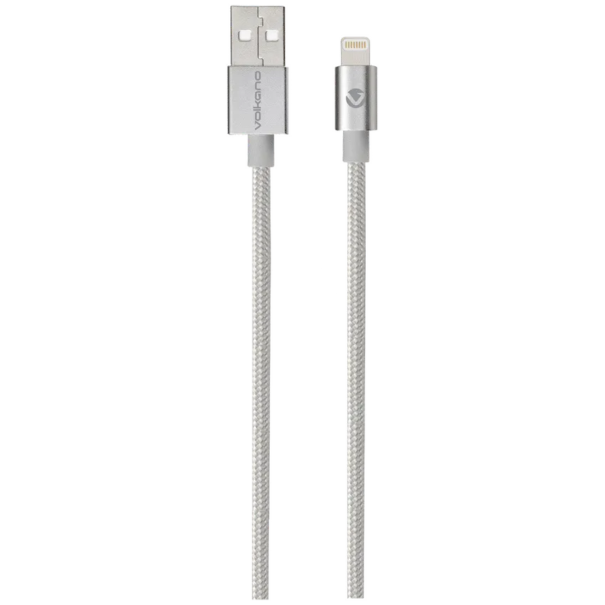 Volkano Strike Series 1.2m MFI Lightning Charge/Data Cable - Silver