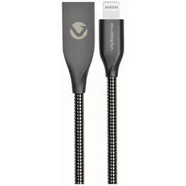 Volkano Iron Series Round Metallic Spring MFI Lightning Cable 6ft - Gun Metal