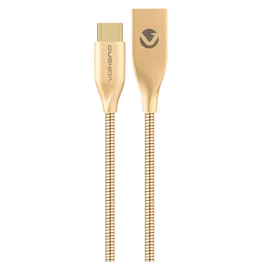 Volkano Iron Series Round Metallic Spring Type-C Cable 6ft - Champagne Gold
