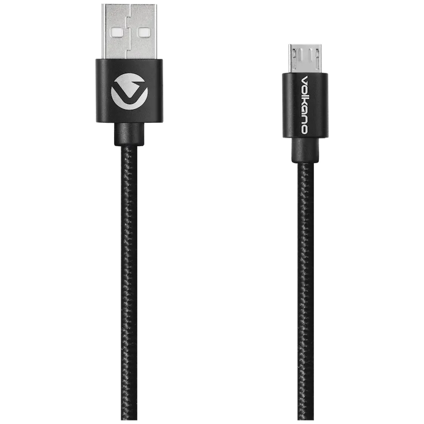 Volkano Braids Series Nylon-Braided Micro USB Cable 1.2m - Black