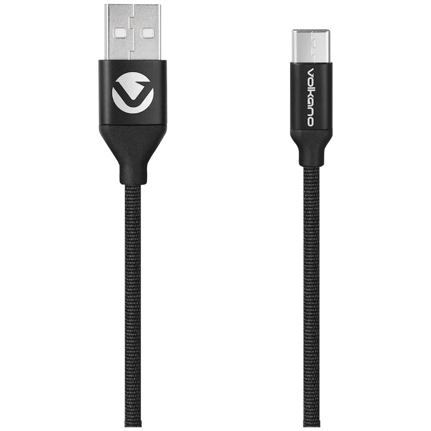 Volkano Weave Series Fabric Braided Micro USB Cable 1.2m - Black