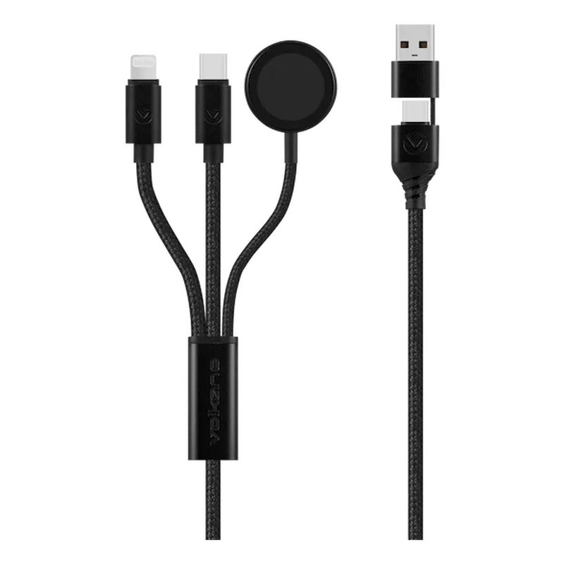 Volkano Weave Series 100W Braided 5-in-1 Charge and Data Cable 1m - Black