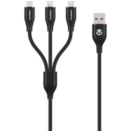 Volkano Flexi Series 3-in-1 Charging Cable - Black