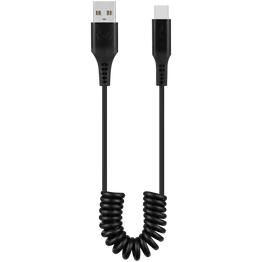 Volkano Helix Series Coiled 1m Charging Cable USB-A To USB-C 60W - Black