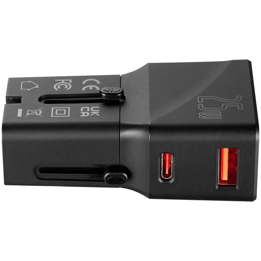 Volkano Globetrotter Series 25w Dual USB + Type-C Mini Travel Adaptor